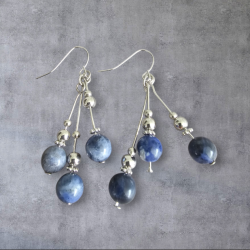 Boucle d'oreilles Lapis Lazuli Pierre naturelle - faire un cadeau bijou fin bleu perle bleue amour anniversaire