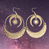 Boucle d'oreille Cuivre Lune scintillante élégante chic fête cadeau offrir plaisir amour