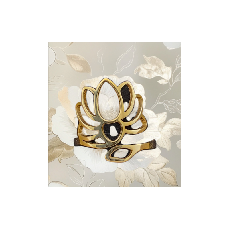 bague dorée redimensionnable fleur de lotus