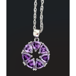 pendentif zirconium violet étoile argent plaqué or blanc