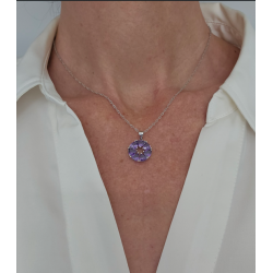 superbe pendentif etoile violet sur chaine en argent plaqué or blanc anniversaire mariage amour